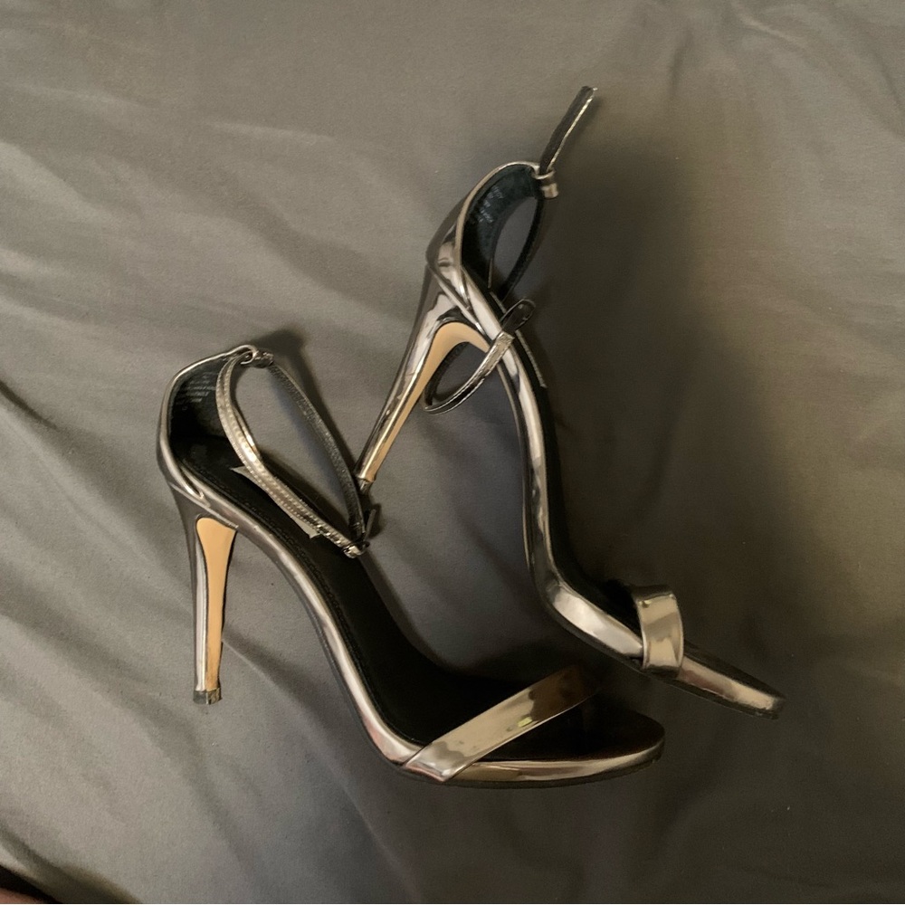 4 inch Steve Madden silver heels